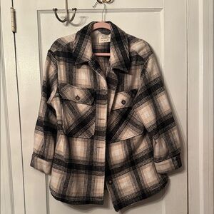 Ashley By 26 International Black and Cream Plaid Utility Jacket